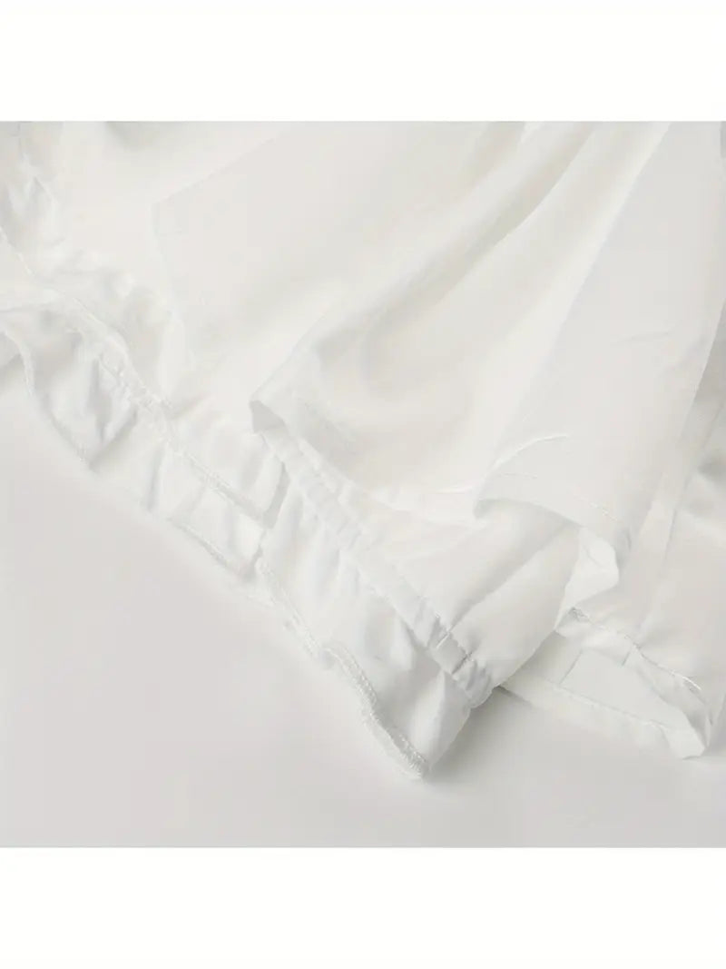 Women'S Sexy Low-Rise A-Line Mini Skirt with Black Belt - White Ruffled Hem, Casual Style, Non-Stretch Fabric, Perfect for Casual Attire, Casual Attire Skirt | Ruffled Hem Skirt | Nonstretch Fabric