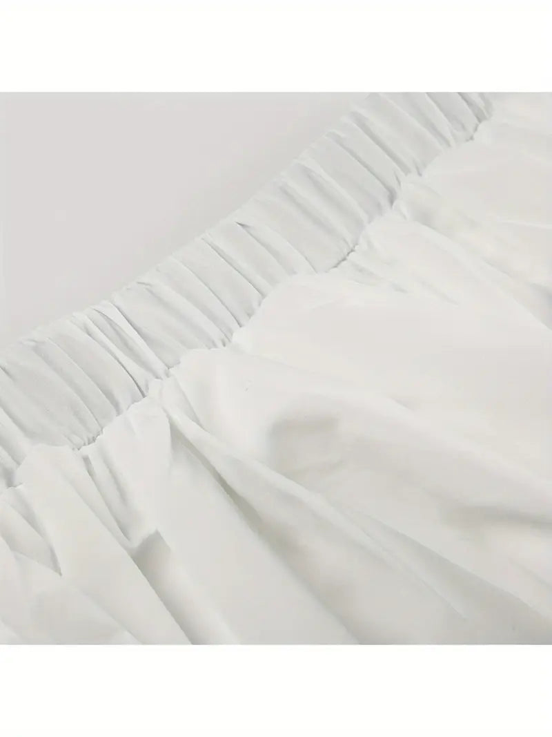 Women'S Sexy Low-Rise A-Line Mini Skirt with Black Belt - White Ruffled Hem, Casual Style, Non-Stretch Fabric, Perfect for Casual Attire, Casual Attire Skirt | Ruffled Hem Skirt | Nonstretch Fabric