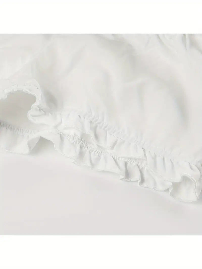 Women'S Sexy Low-Rise A-Line Mini Skirt with Black Belt - White Ruffled Hem, Casual Style, Non-Stretch Fabric, Perfect for Casual Attire, Casual Attire Skirt | Ruffled Hem Skirt | Nonstretch Fabric