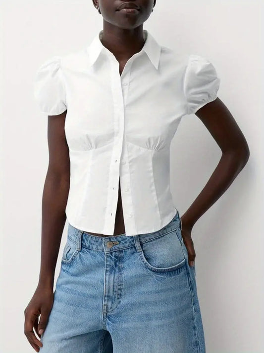 Vintage Plaid Cap Sleeve Fitted Blouse Tops Cottage Aesthetic Y2k Button Up T-shirt Y2k Gingham Crop Tops Women Retro Tees