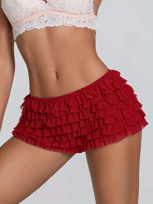 Women's Polyester Boy Shorts | Breathable Ruffle Trim | Elastic Waistband | Solid Color with Bow Detail | Machine Washable | Casual Style for Spring, Summer & Autumn