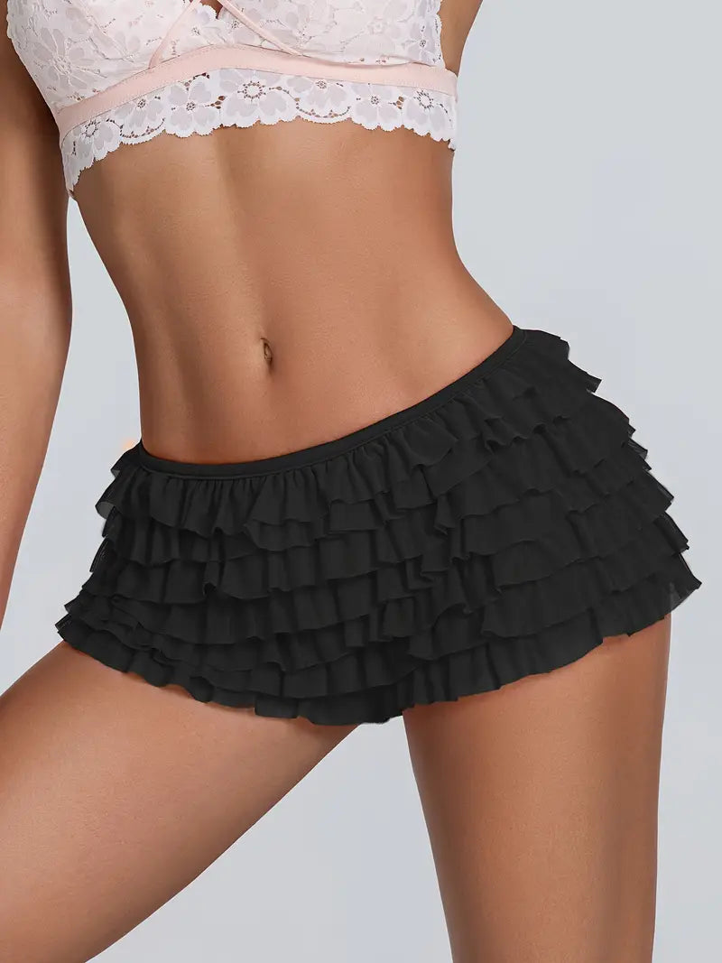 Women's Polyester Boy Shorts | Breathable Ruffle Trim | Elastic Waistband | Solid Color with Bow Detail | Machine Washable | Casual Style for Spring, Summer & Autumn