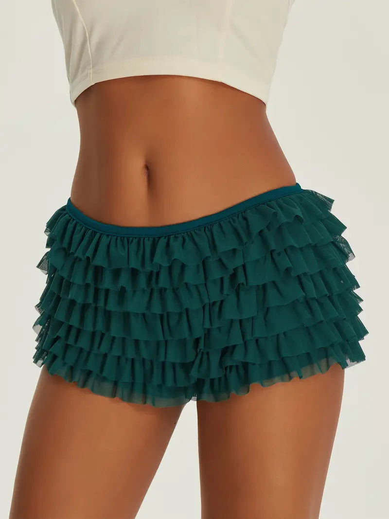 Women's Polyester Boy Shorts | Breathable Ruffle Trim | Elastic Waistband | Solid Color with Bow Detail | Machine Washable | Casual Style for Spring, Summer & Autumn