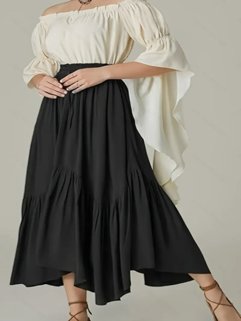 Women's Elegant Flared Skirt - Non-Stretchy Structured Formal & casual skirt, Perfect for Beach Vacations, Parties, Everyday Outfits - Women's Fashion Bottoms