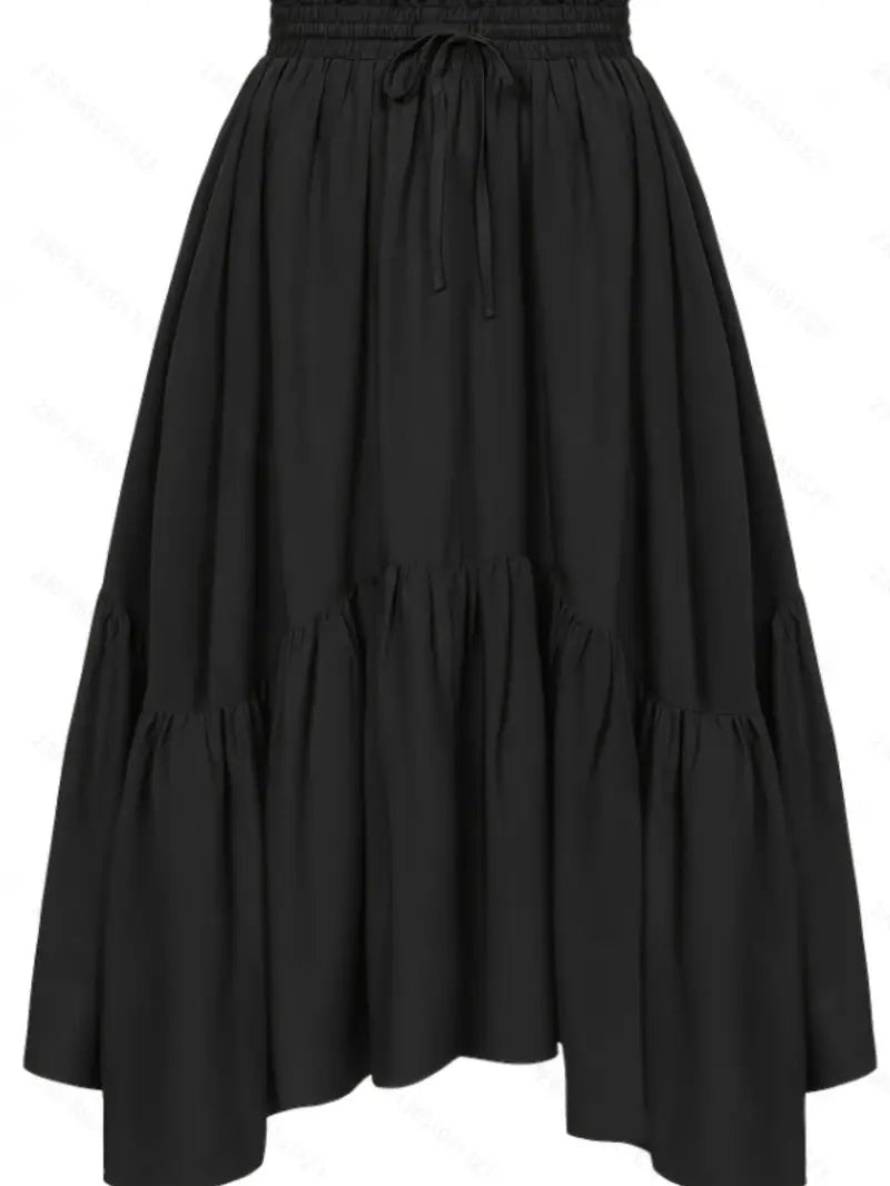 Women's Elegant Flared Skirt - Non-Stretchy Structured Formal & casual skirt, Perfect for Beach Vacations, Parties, Everyday Outfits - Women's Fashion Bottoms