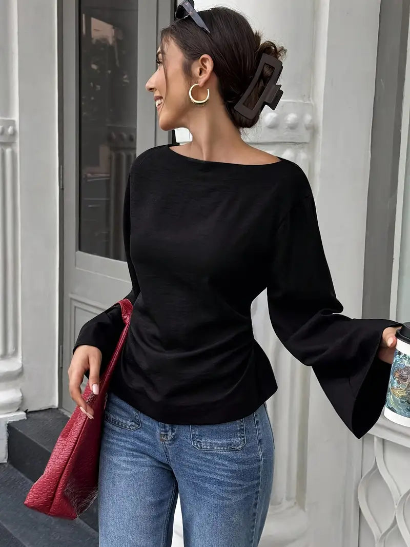 Women'S Elegant Blouse - Long Sleeve Shirt with Back Tie Closure, Classic Office & Party Blouse for Fall/Winter, Formal Everyday Women'S Tops (Sizes S-2XL) - Elegant Women'S Clothing, Business Attire, Sophisticated Design, Durable Material, Stylish Top