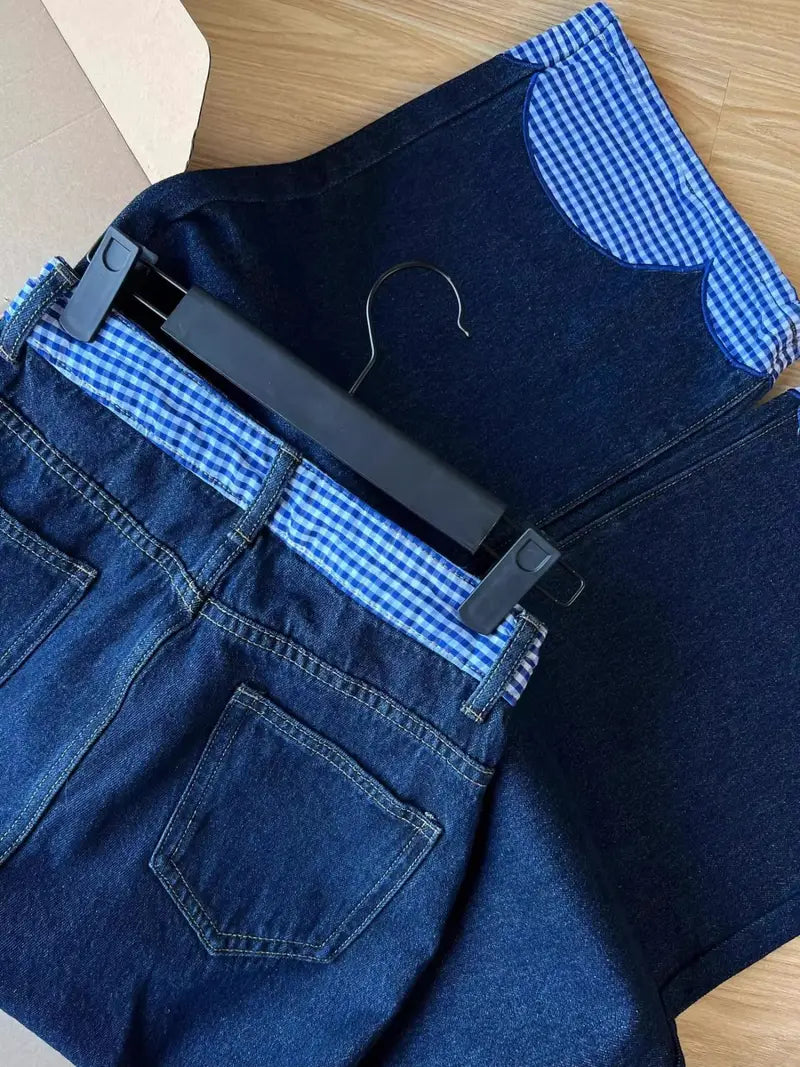 Women'S High Waisted Straight Leg Jeans - Non-Stretchy Structured Fit, Classic Blue Jeans for Everyday & Formal Outfits - Non-Stretch Fabric, Office Attire, Bow Tie Detail, Durable Construction, Stylish Trousers