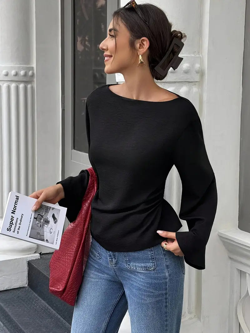 Women'S Elegant Blouse - Long Sleeve Shirt with Back Tie Closure, Classic Office & Party Blouse for Fall/Winter, Formal Everyday Women'S Tops (Sizes S-2XL) - Elegant Women'S Clothing, Business Attire, Sophisticated Design, Durable Material, Stylish Top