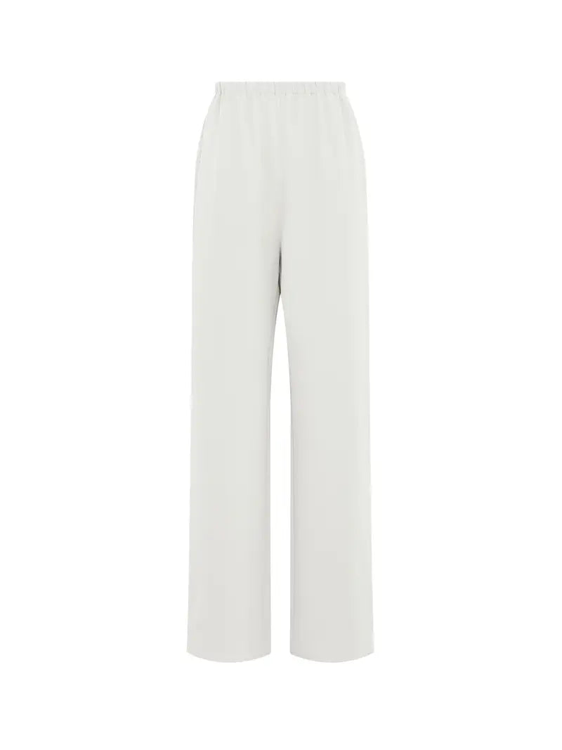 Women's Light Grey Straight-Leg Casual Pants - Non-Stretch Acetate Trousers with Pockets, Regular Fit Long Length for Spring/Fall, Versatile for Commuting & Casual Outings