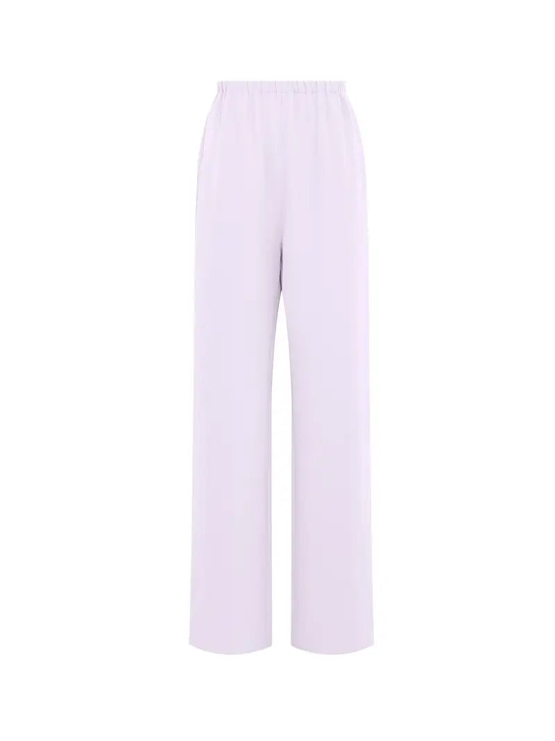 Women's Light Grey Straight-Leg Casual Pants - Non-Stretch Acetate Trousers with Pockets, Regular Fit Long Length for Spring/Fall, Versatile for Commuting & Casual Outings