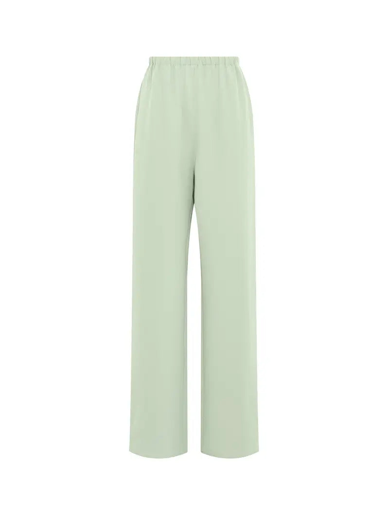 Women's Light Grey Straight-Leg Casual Pants - Non-Stretch Acetate Trousers with Pockets, Regular Fit Long Length for Spring/Fall, Versatile for Commuting & Casual Outings