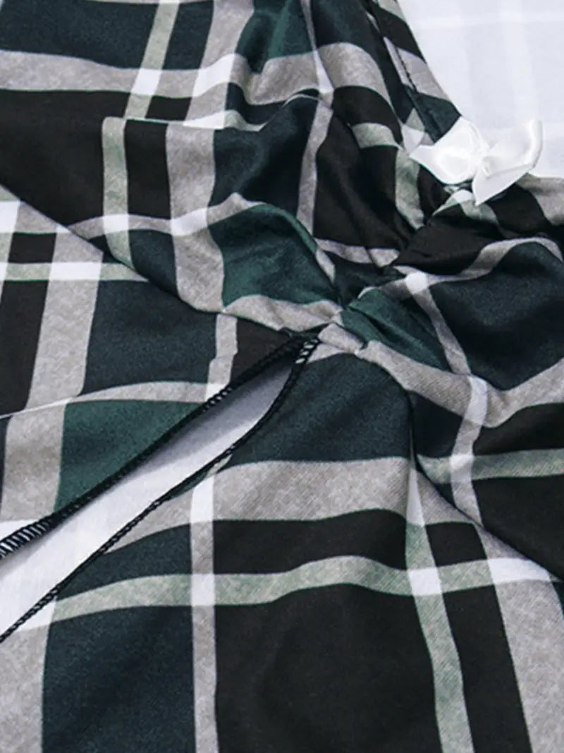 Women 2pcs Outfits Vintage Plaid Split Tank Tops and Mini Skirt Summer Streetwear Aesthetic Clothes