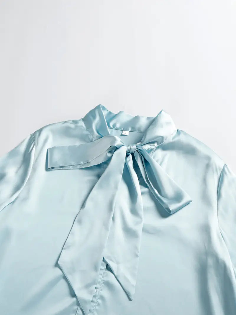 Women'S Elegant Blouse - Office to Party Long Sleeve Shirt with Adjustable Waist Tie, Formal & Casual Chic Work Attire - All-Season Women'S Professional Blouse